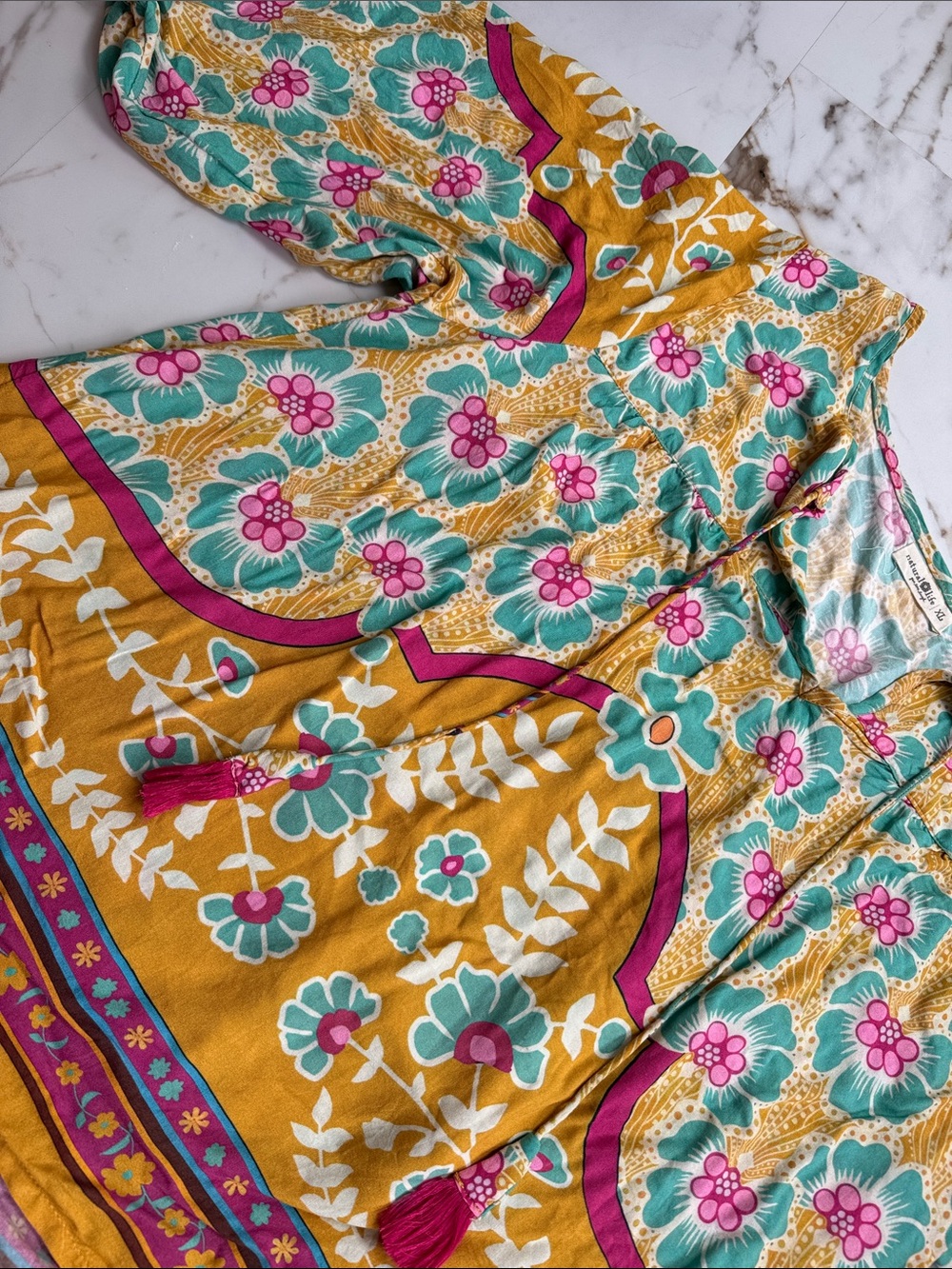 Natural Life Floral All Over Print Boho Tunic Sz XL Summer Resortwear Colorful